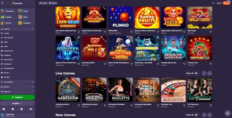 Análisis del Casino COOLZINO - Inicio de sesión, bonos y promociones